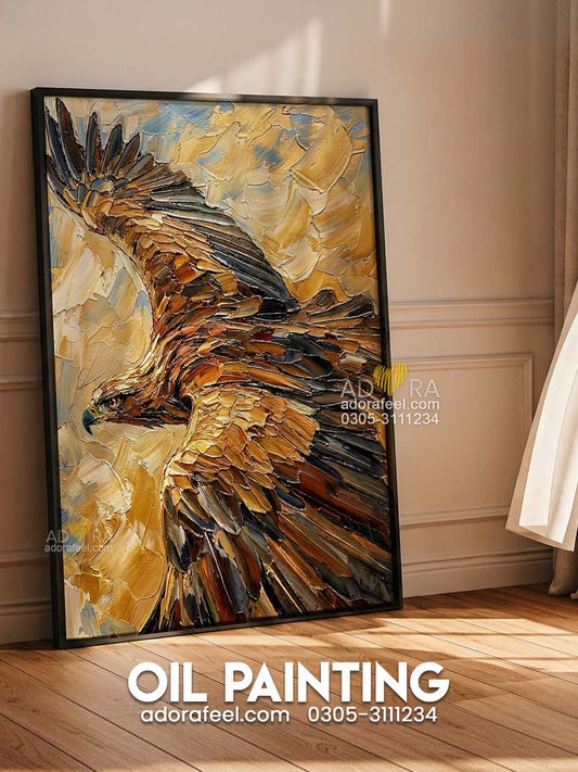 Majestic Flying Eagle Wildlife Oil Paint Style Wall Art Canvas