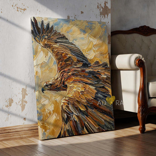 Majestic Flying Eagle Wildlife Oil Paint Style Wall Art Canvas