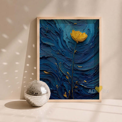 Midnight Bloom Minimalist Flower Oil Paint Style Wall Art Canvas