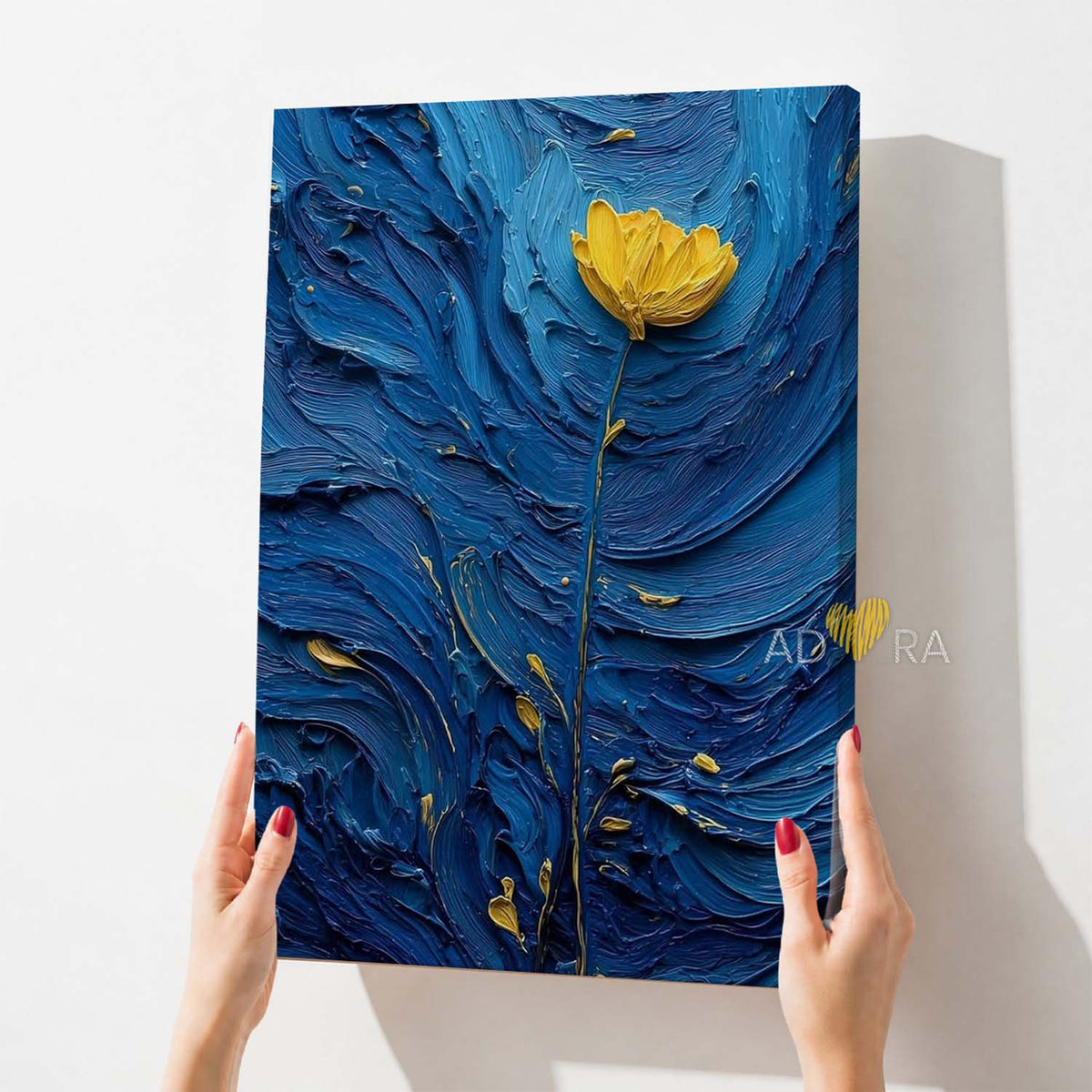 Midnight Bloom Minimalist Flower Oil Paint Style Wall Art Canvas