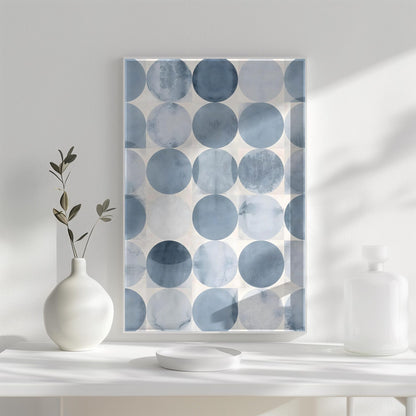 Minimalist Baby Blue Geometric Circles Modern Wall Art Canvas