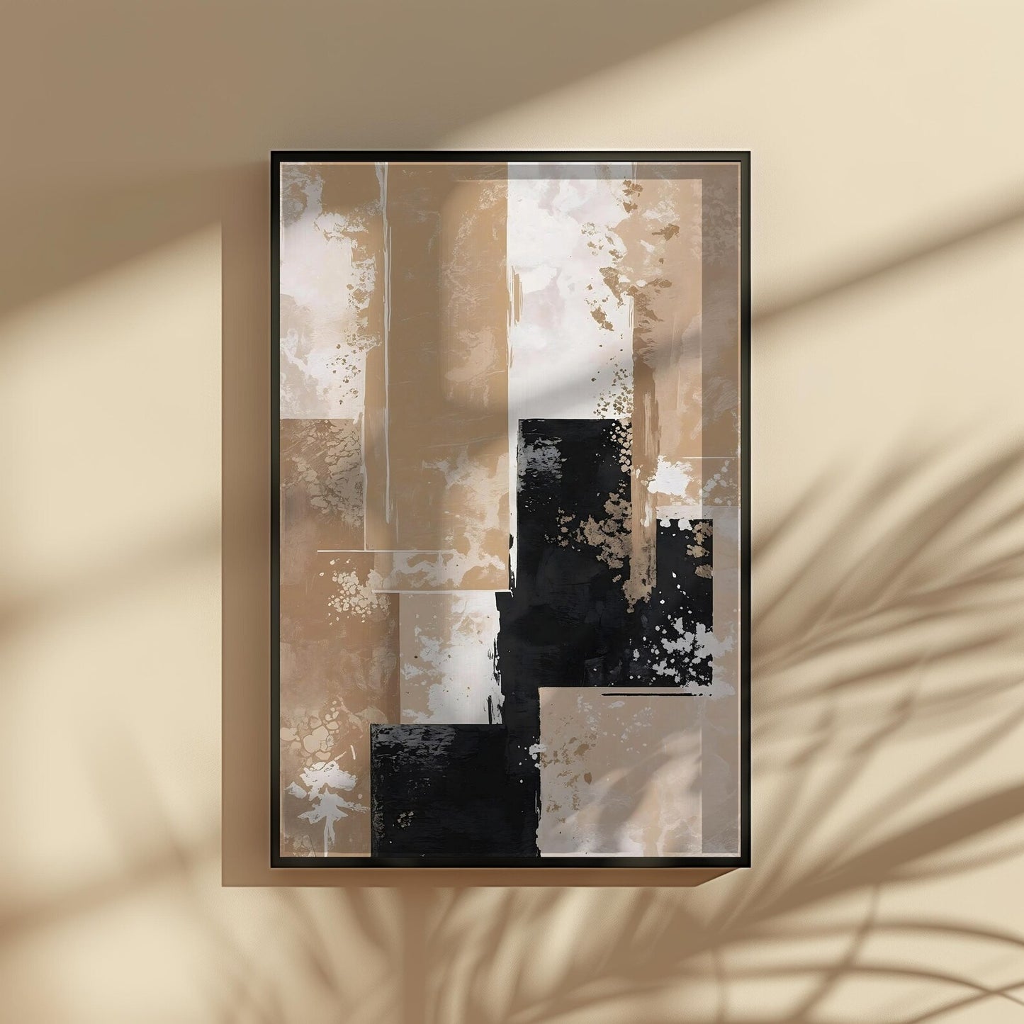 Minimalist Beige Black Neutral Abstract Japandi Wall Art Canvas