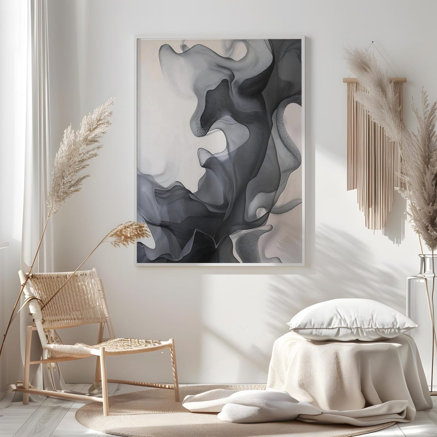 Minimalist Black and Grey Wall Art Canvas