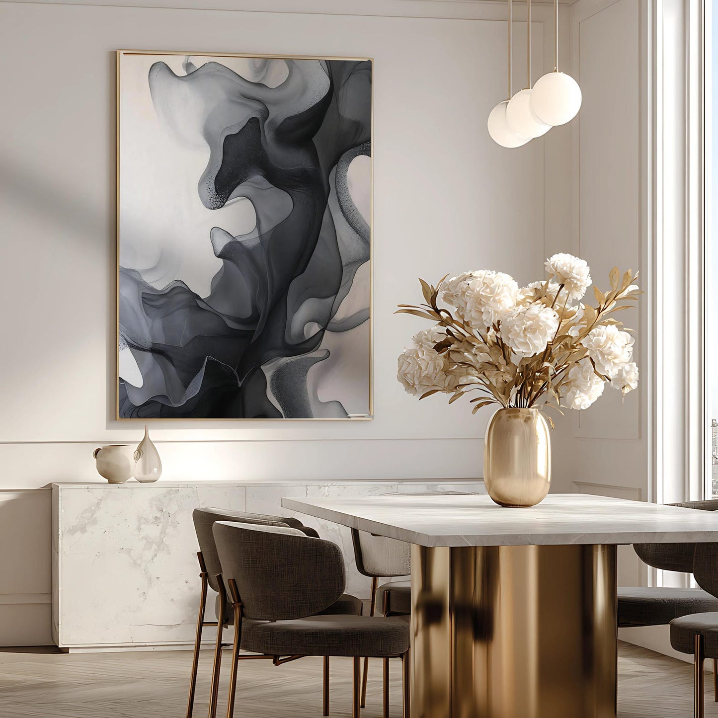 Minimalist Black and Grey Wall Art Canvas