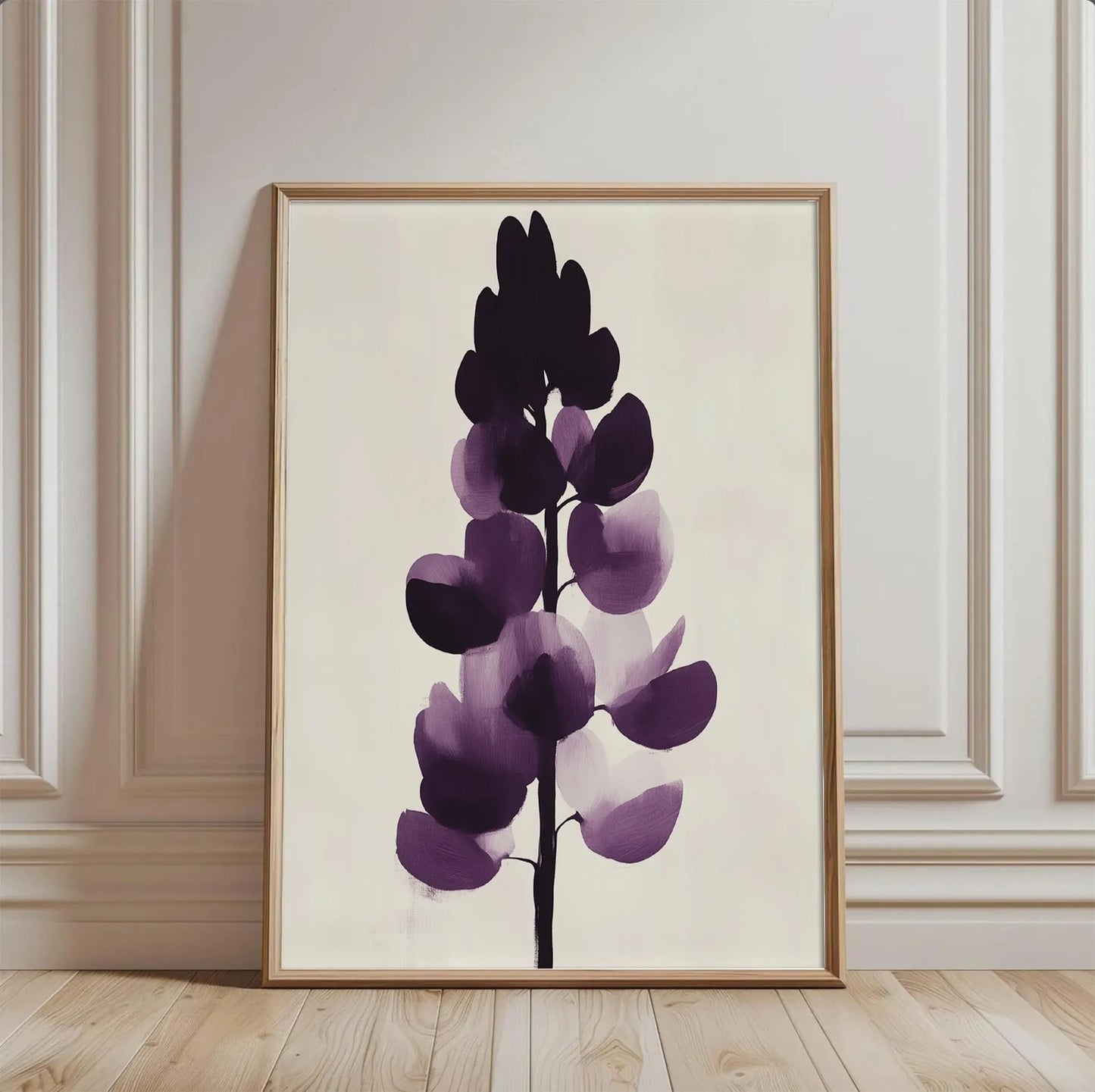 Minimalist Botanical Purple Lupine Floral Wall Art Canvas
