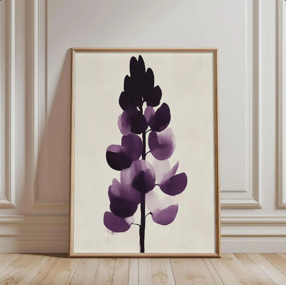 Minimalist Botanical Purple Lupine Floral Wall Art Canvas