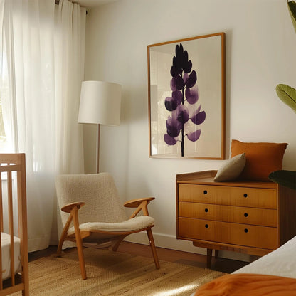 Minimalist Botanical Purple Lupine Floral Wall Art Canvas