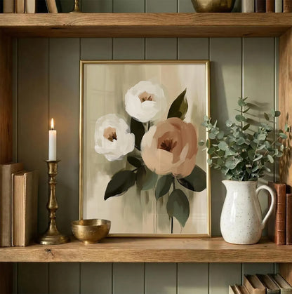 Minimalist Floral Watercolor Wall Art Canvas