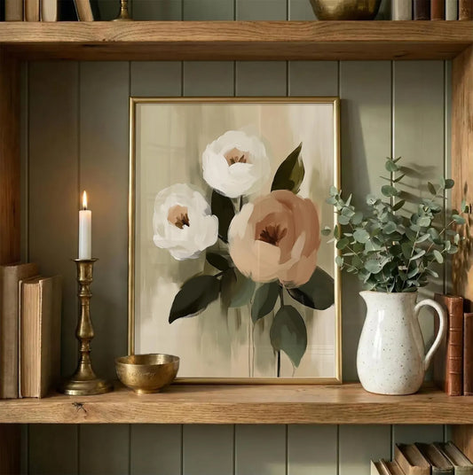 Minimalist Floral Watercolor Wall Art Canvas