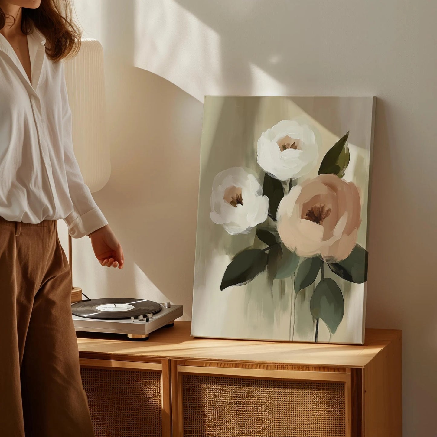 Minimalist Floral Watercolor Wall Art Canvas