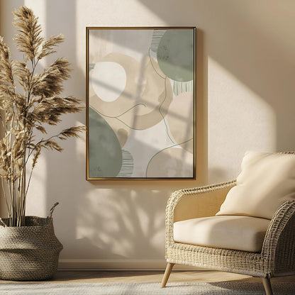 Minimalist Green Beige Abstract Wall Art Canvas