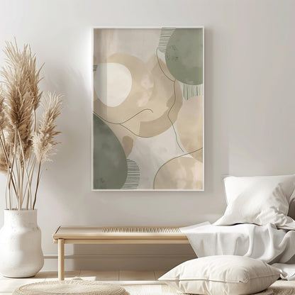 Minimalist Green Beige Abstract Wall Art Canvas