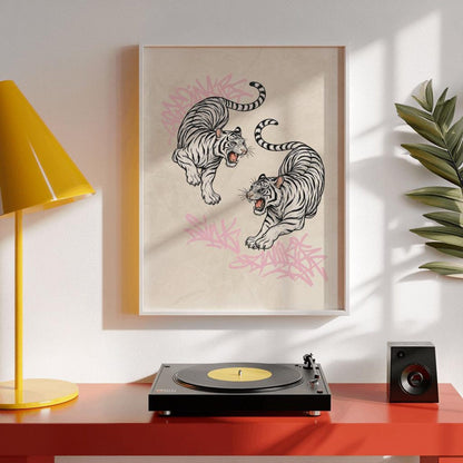 Minimalist Japanese Tiger Wall Art Canvas