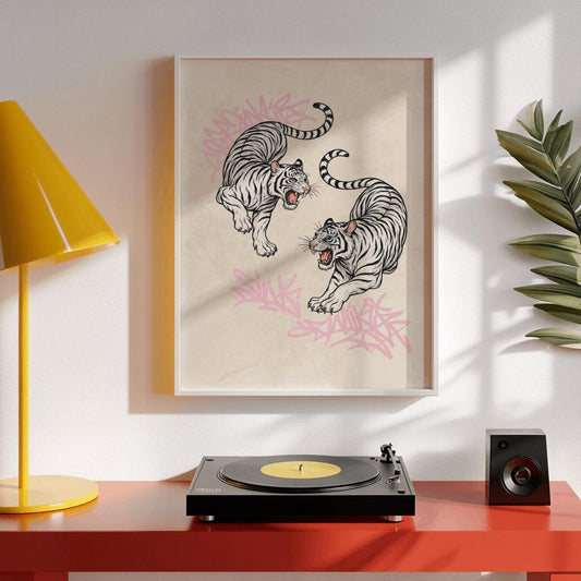 Minimalist Japanese Tiger Wall Art Canvas