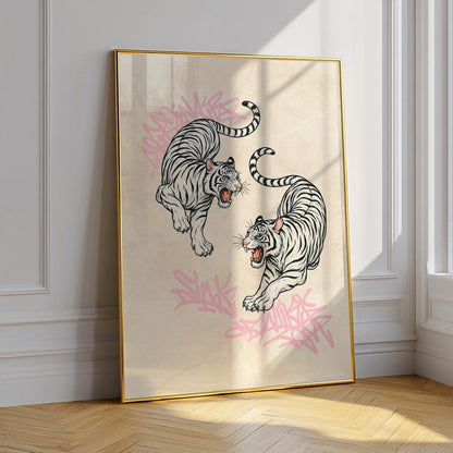 Minimalist Japanese Tiger Wall Art Canvas