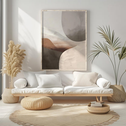 Minimalist Modern Beige Brown Abstract Wall Art Canvas