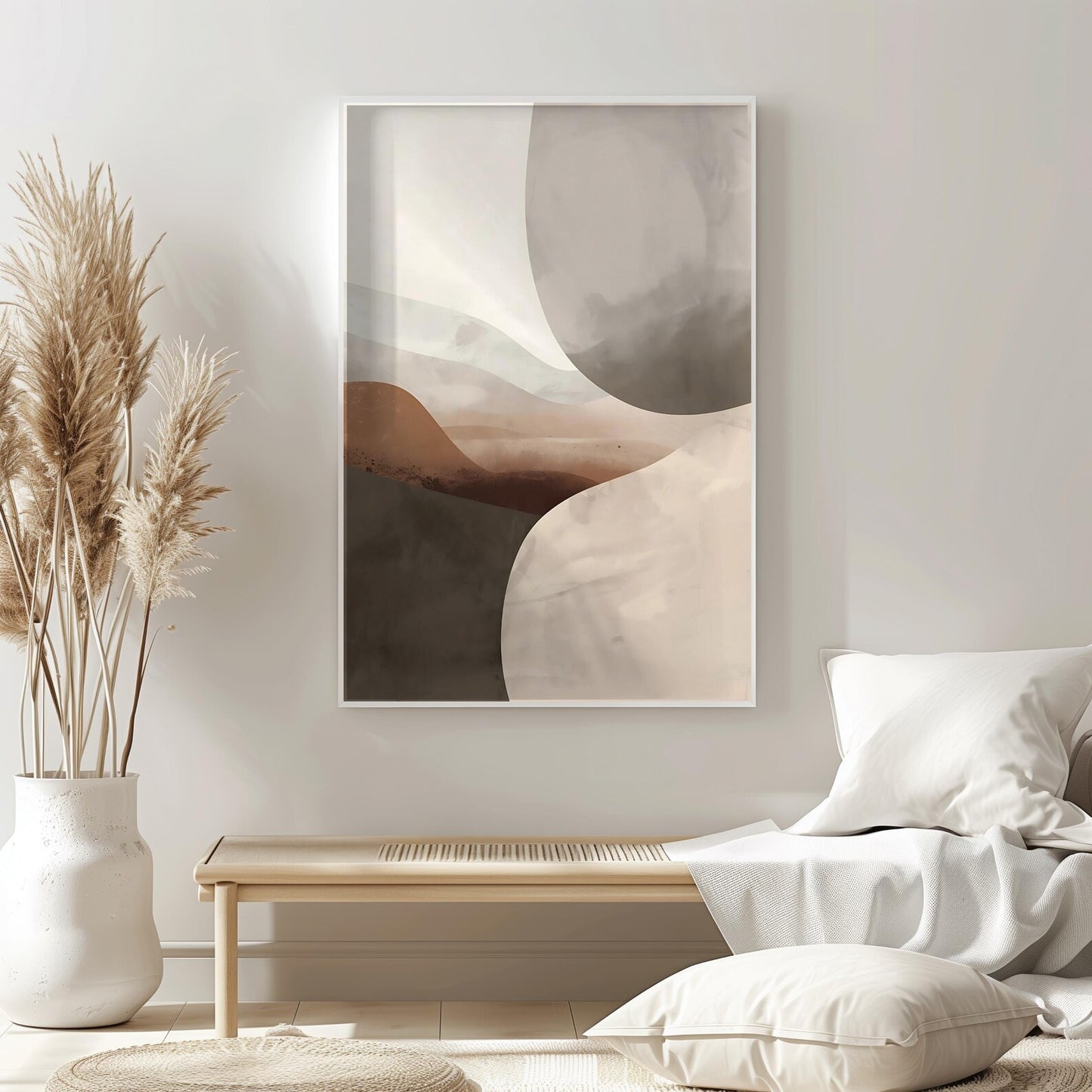 Minimalist Modern Beige Brown Abstract Wall Art Canvas