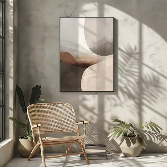 Minimalist Modern Beige Brown Abstract Wall Art Canvas