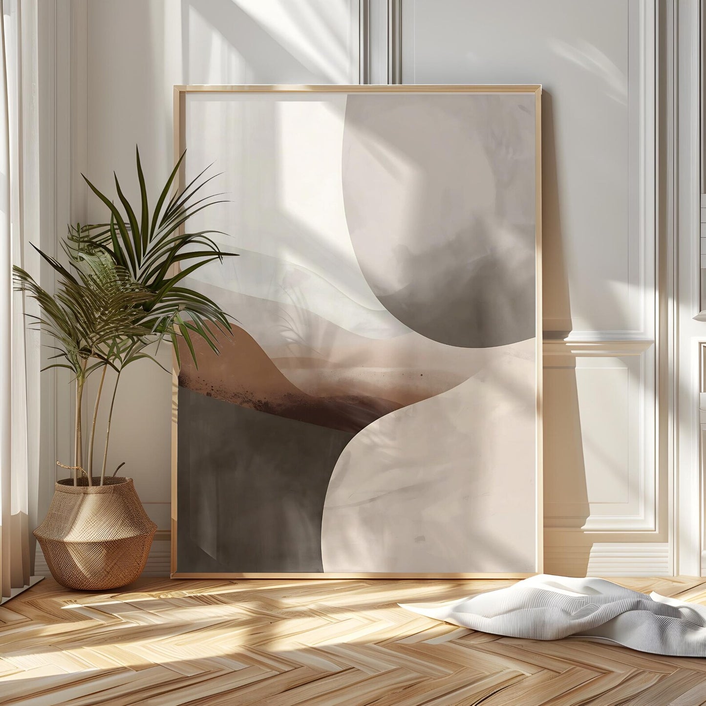 Minimalist Modern Beige Brown Abstract Wall Art Canvas