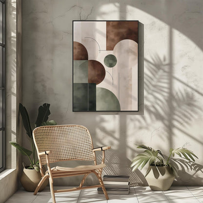 Minimalist Modern Brown Beige Green Neutral Abstract Wall Art Canvas