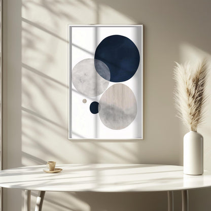 Minimalist Navy Blue Neutral Scandinavian Wall Art Canvas