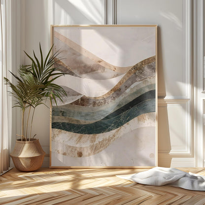 Minimalist Neutral Abstract Earth Tone Waves Wall Art Canvas