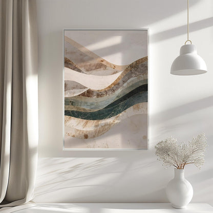Minimalist Neutral Abstract Earth Tone Waves Wall Art Canvas