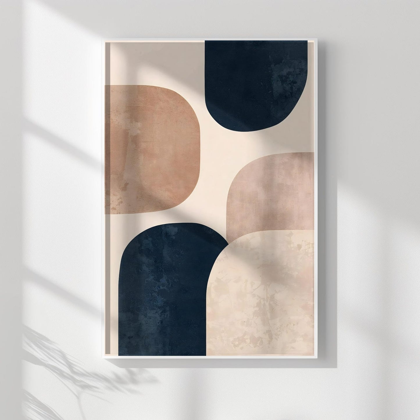 Minimalist Neutral Beige Blue Wall Art Canvas