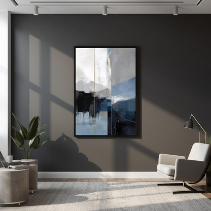 Modern Abstract Blue Grey Wall Art Canvas
