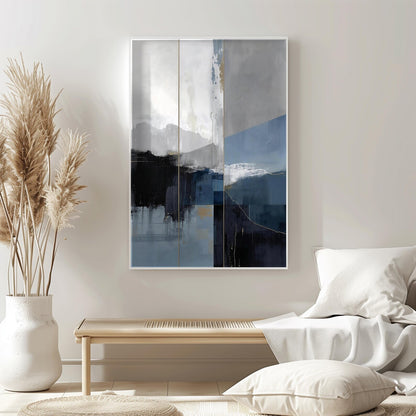 Modern Abstract Blue Grey Wall Art Canvas
