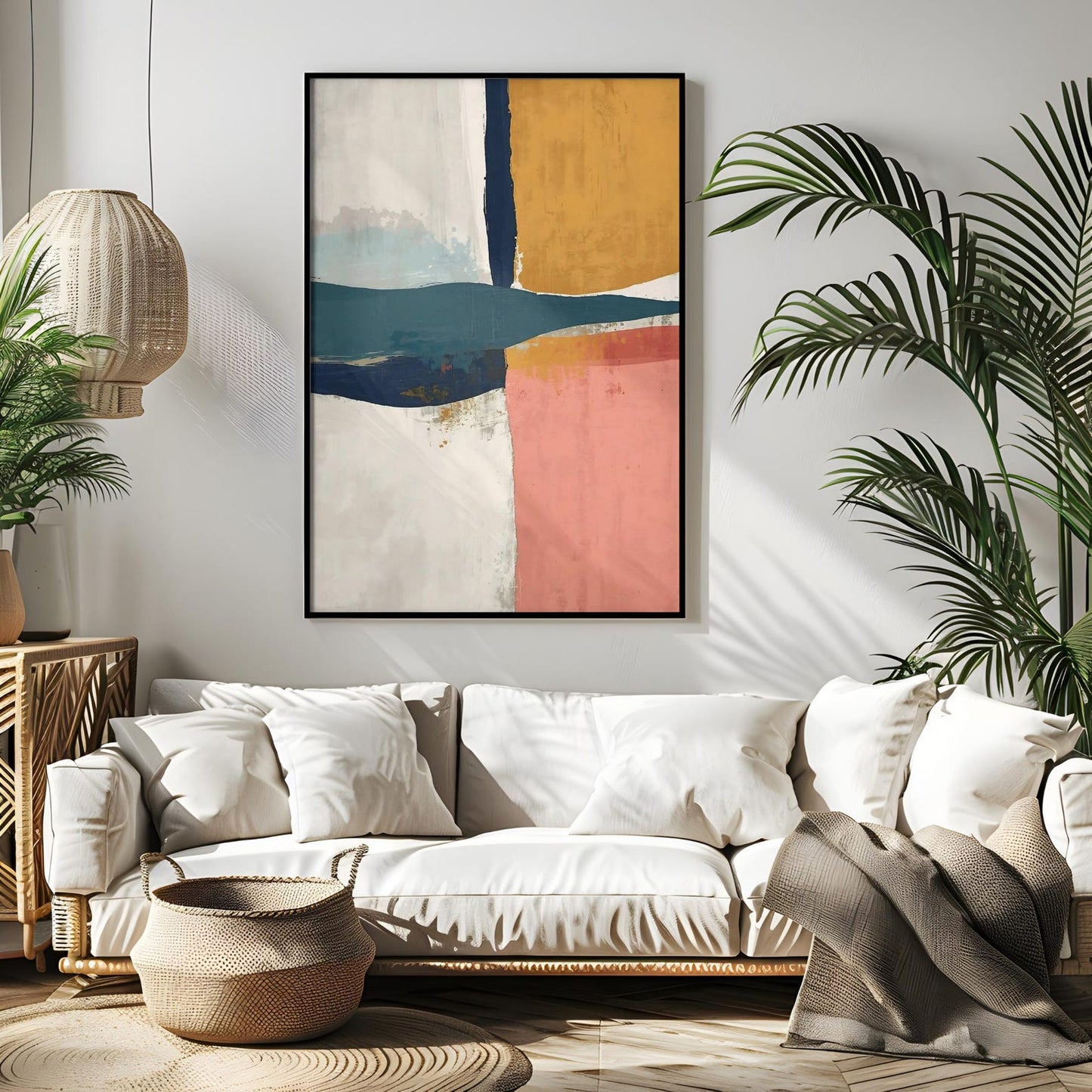 Modern Abstract Color Block Wall Art Canvas