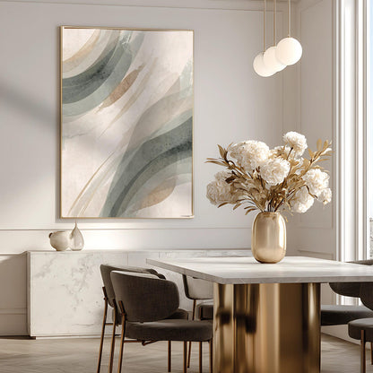 Modern Boho Beige Green Tones Abstract Wall Art Canvas