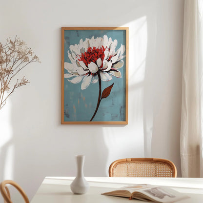 Modern Chrysanthemums Bold White Floral Wall Art Canvas
