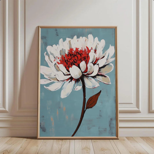 Modern Chrysanthemums Bold White Floral Wall Art Canvas