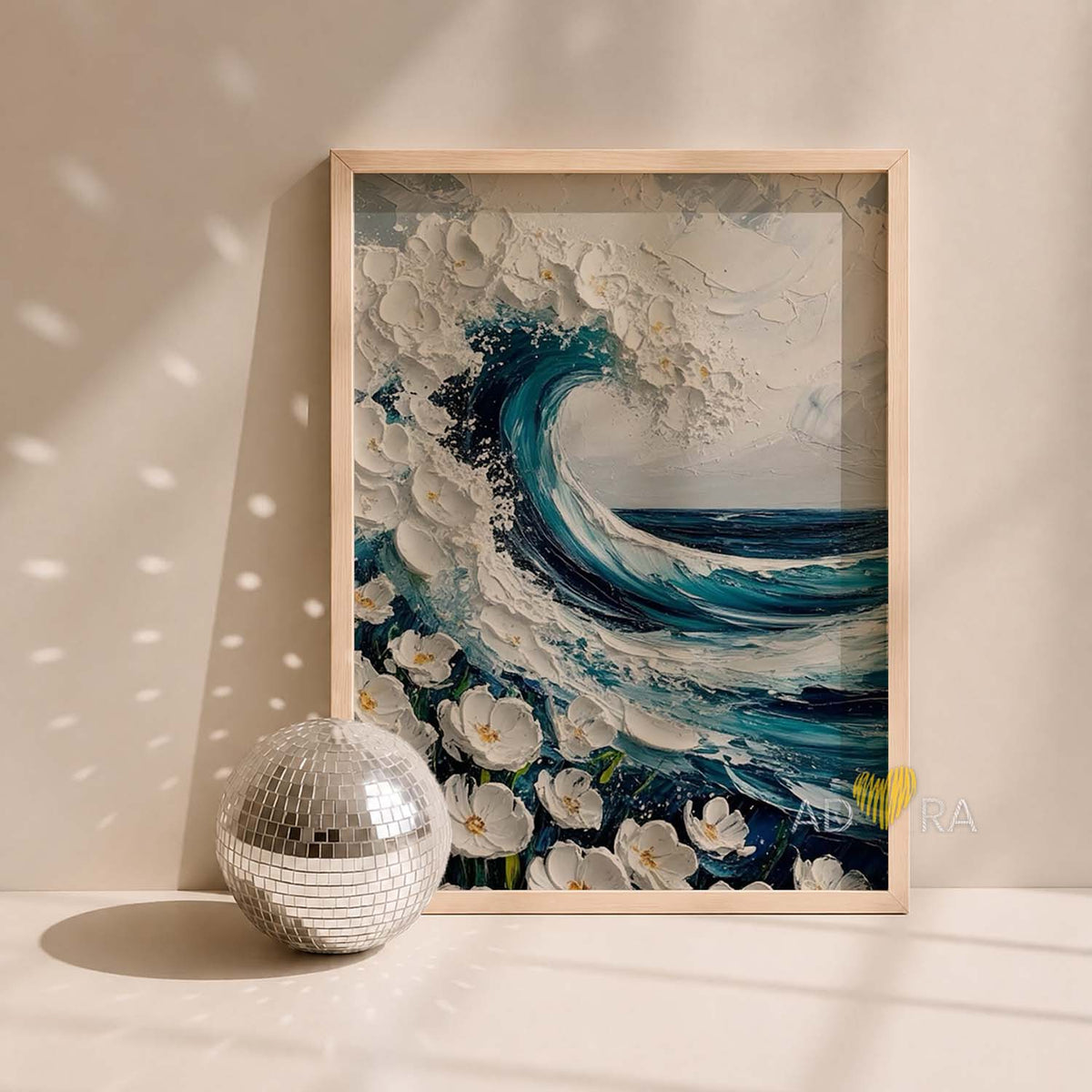 Modern Impasto Floral Wave Oil Paint Style Wall Art Canvas
