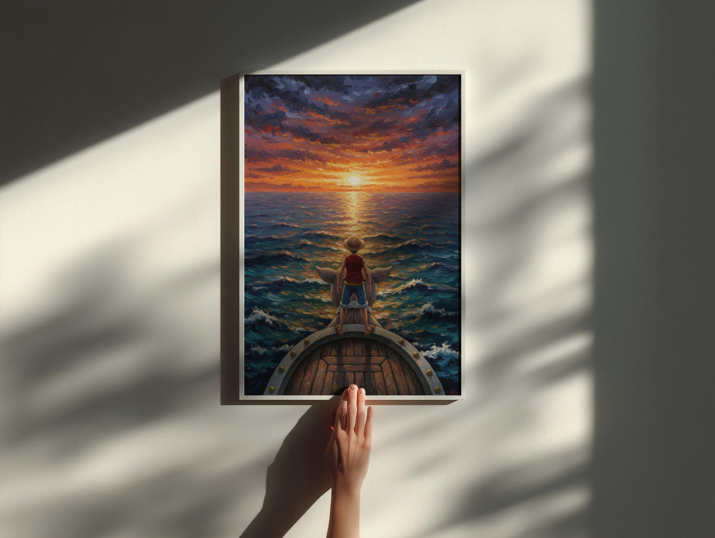 Monkey D Luffy Sunset Boat One Piece Wall Art Canvas