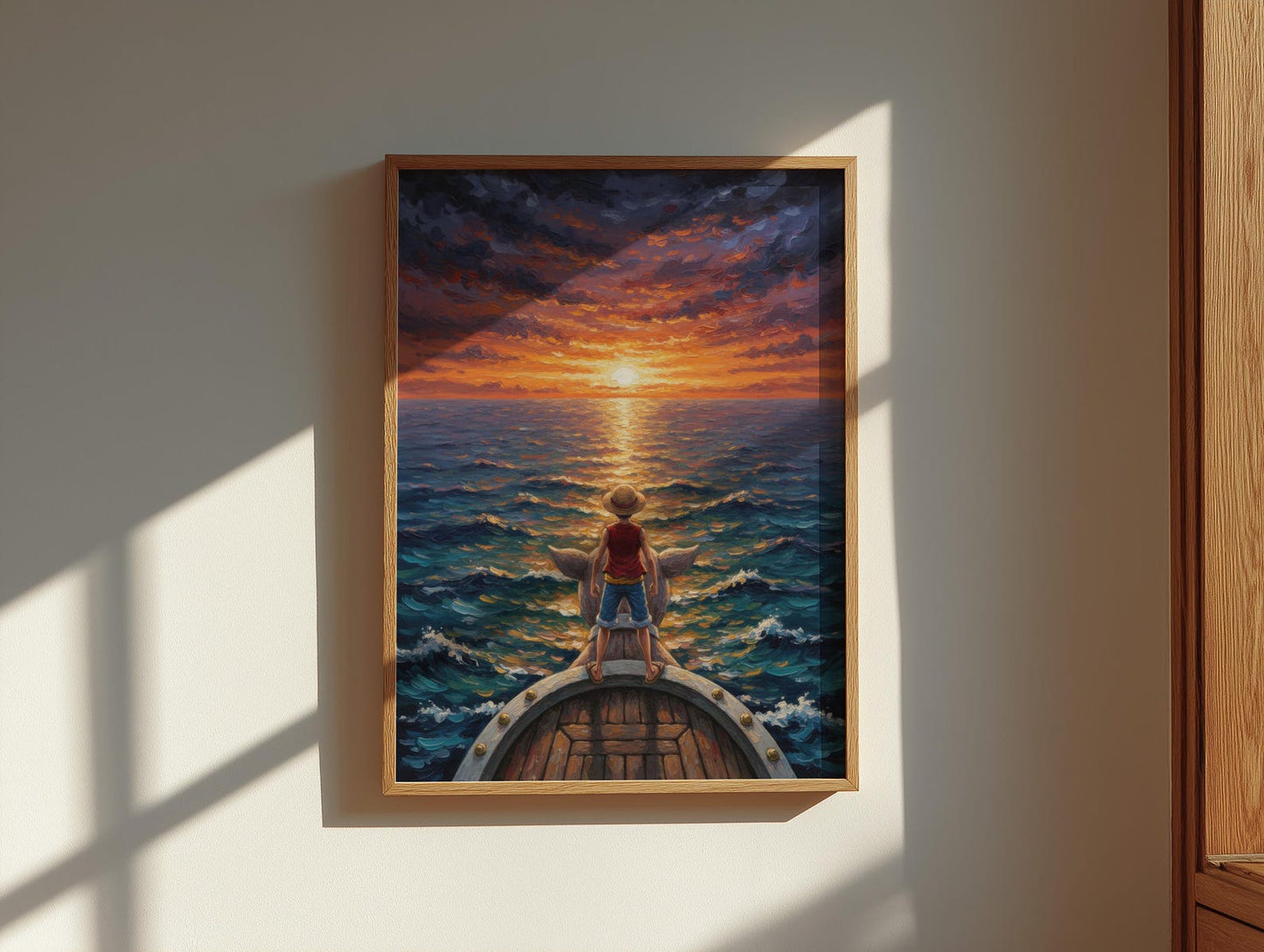 Monkey D Luffy Sunset Boat One Piece Wall Art Canvas