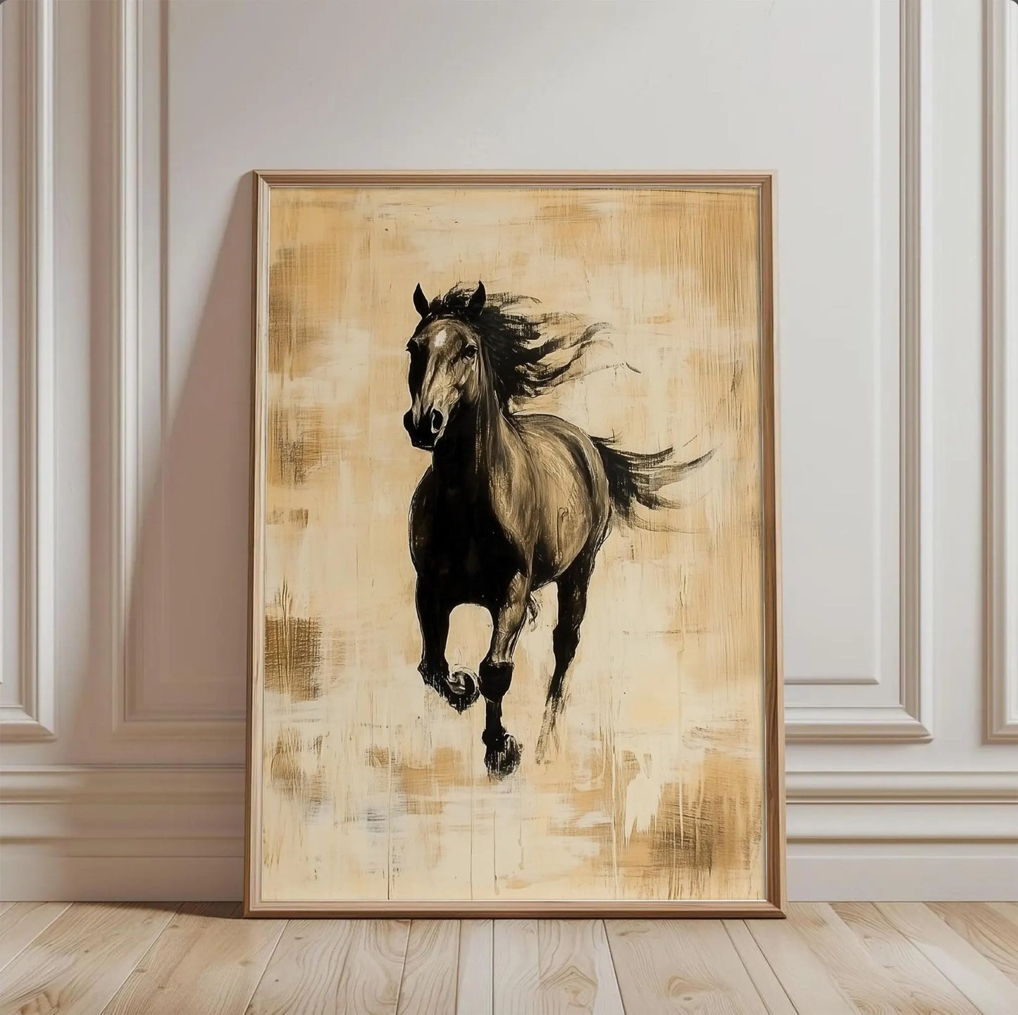 Moody Brown Horse Rustic Wabi Sabi Wall Art Canvas