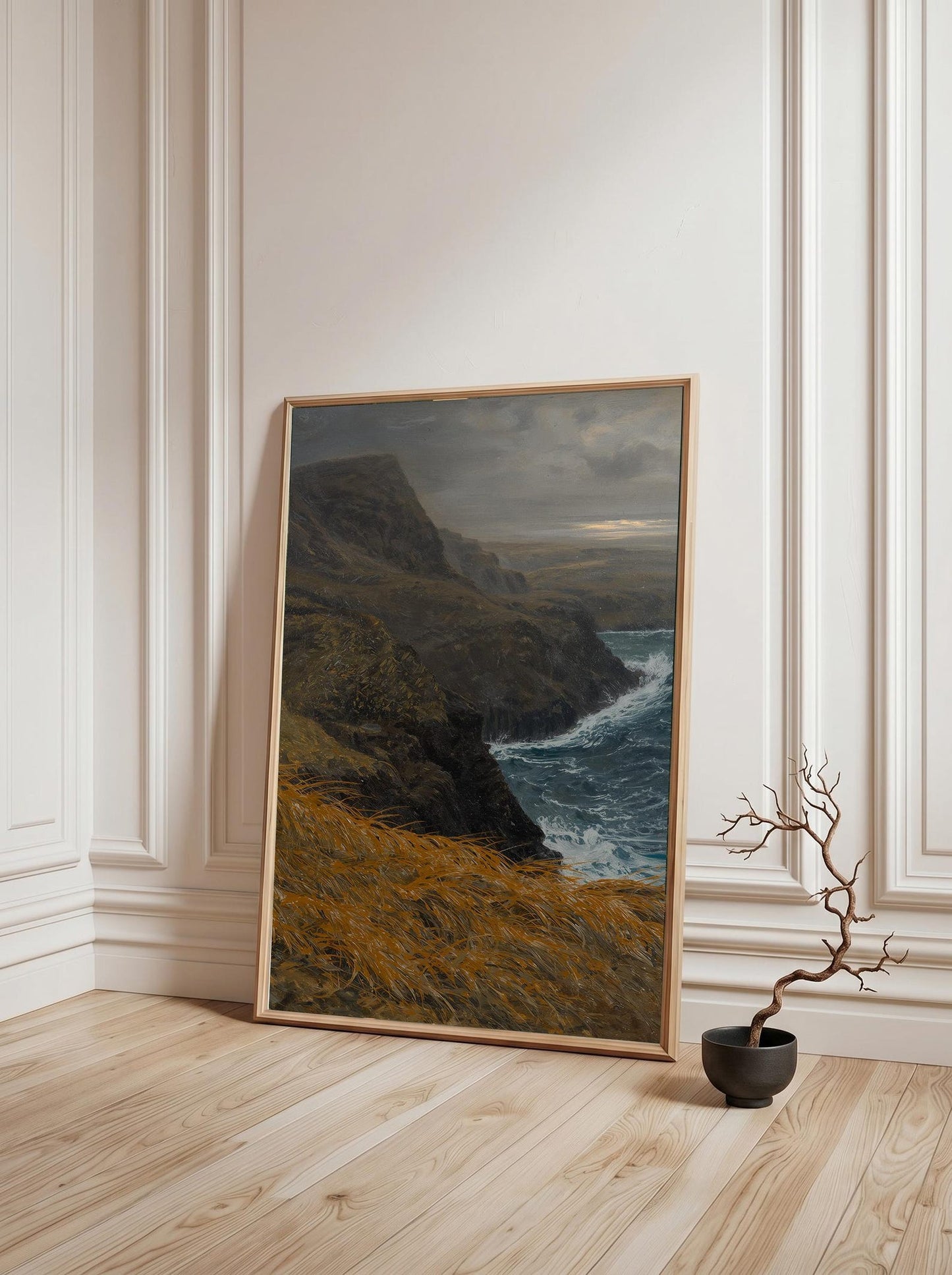 Moody Coastal Seascape Oil Paint Style Wall Art Canvas