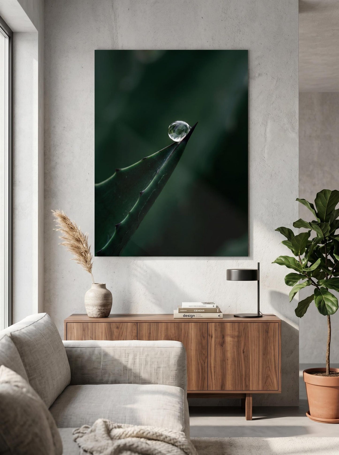 Moody Macro Nature Agave Leaf Botanical Wall Art Canvas