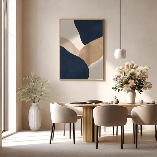 Navy Beige Neutral Abstract Wall Art Canvas