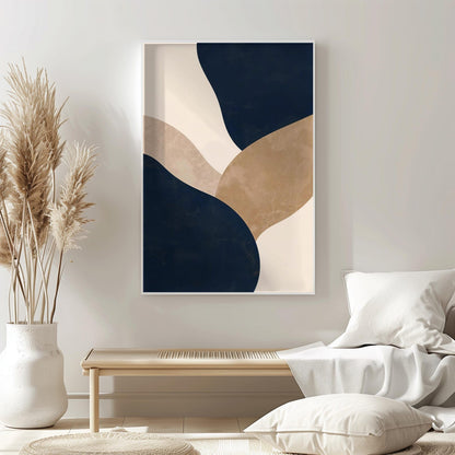 Navy Beige Neutral Abstract Wall Art Canvas