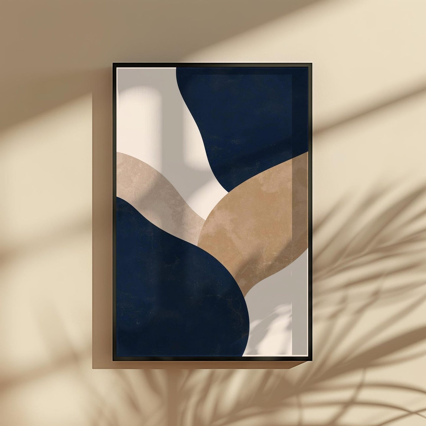 Navy Beige Neutral Abstract Wall Art Canvas