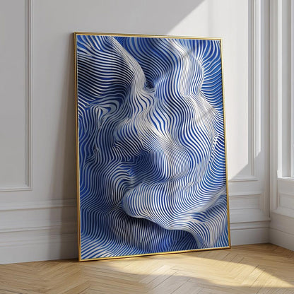 Navy Blue Abstract Line Wall Art Canvas