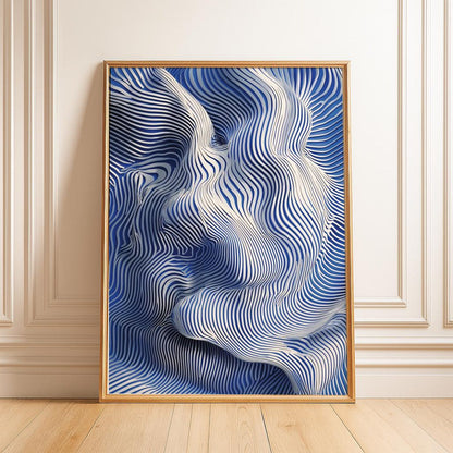 Navy Blue Abstract Line Wall Art Canvas