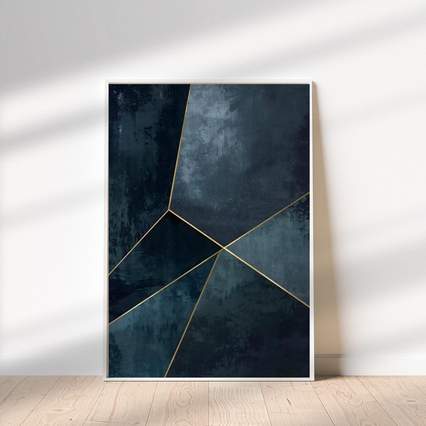 Navy Blue Gold Modern Abstract Wall Art Canvas