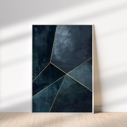 Navy Blue Gold Modern Abstract Wall Art Canvas