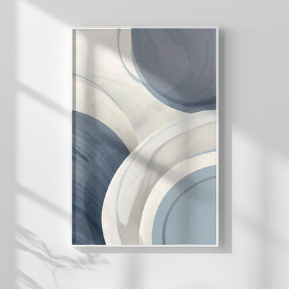 Neutral Baby Blue & Grey Minimalist Abstract Wall Art Canvas