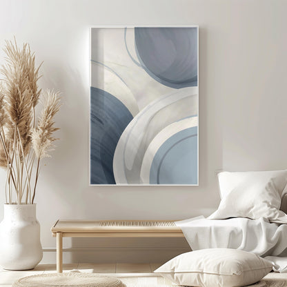 Neutral Baby Blue & Grey Minimalist Abstract Wall Art Canvas