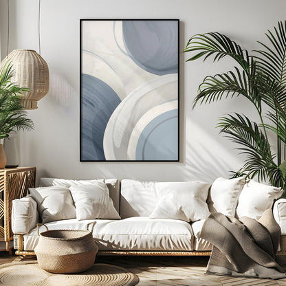 Neutral Baby Blue & Grey Minimalist Abstract Wall Art Canvas